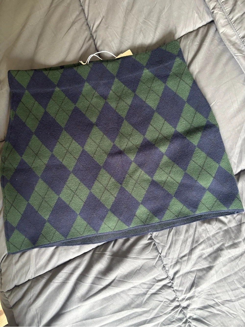 Show Me Your MuMu Navy and Green Argyle Knit Mini Skirt